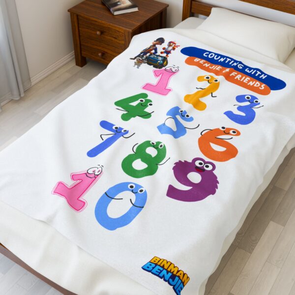 Playful Counting Velveteen Plush Blanket for Kids, Soft Fleece Throw, Nursery Decor, Baby Shower Gift, Educational Toy - Image 4