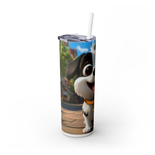 Cute Dog Skinny Tumbler with Straw, Personalized Gift for Pet Lovers, Travel Mug, Hydration Flask for Kids, Birthday Party Favor - Image 2
