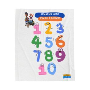 Playful Counting Velveteen Plush Blanket for Kids, Soft Fleece Throw, Nursery Decor, Baby Shower Gift, Educational Toy