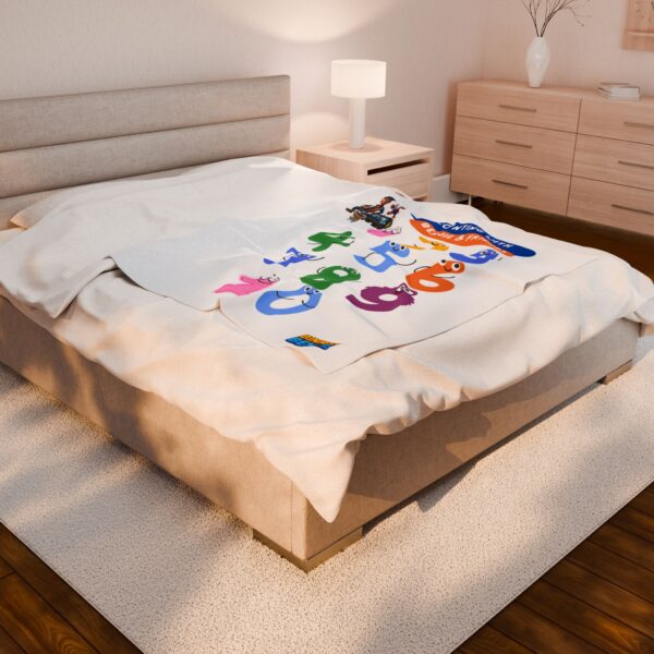Playful Counting Velveteen Plush Blanket for Kids, Soft Fleece Throw, Nursery Decor, Baby Shower Gift, Educational Toy - Image 3